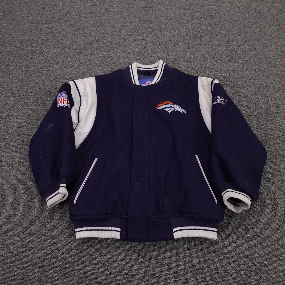 Denver Broncos Jacket Boys 8 Blue NFL Football Reebok Team Apparel On Field